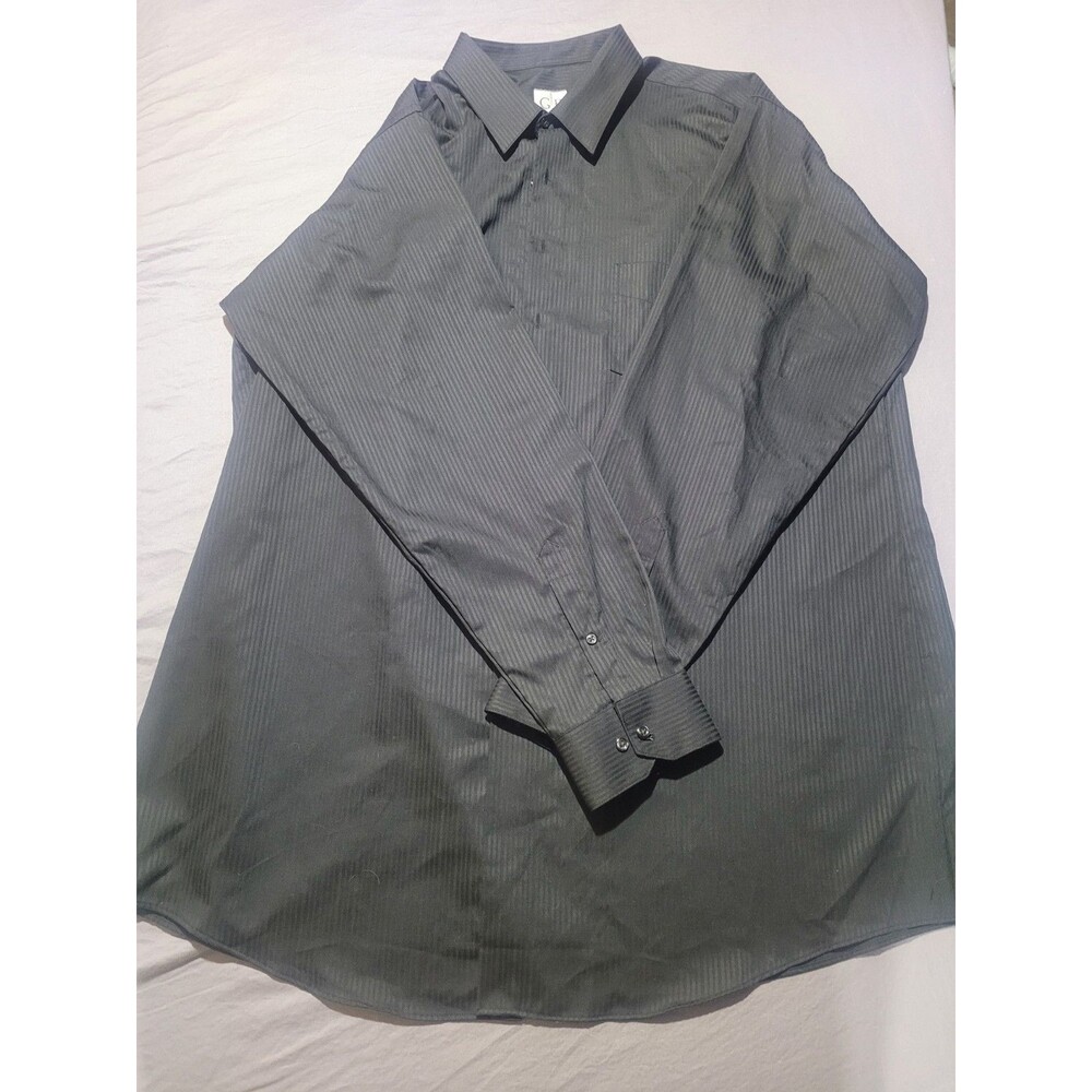 Geoffrey Beene Black Cotton Blend Long Sleeve Dress Shirt Men's Tall 18.5-37/38